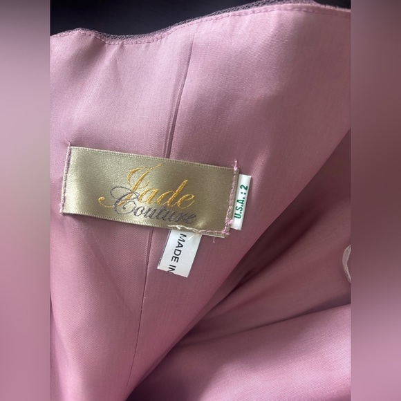 NWT Jade Couture Blush Lace & Tulle Mermaid Trumpet Formal one shoulder XS/2 - Picture 7 of 13